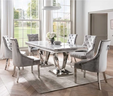 Decorate your dining room with beautiful dining table and chairs sets in glass, marble & high gloss.