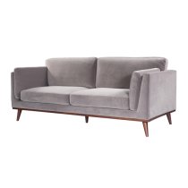 Maili Velvet 3 Seater Sofa In Stone Grey