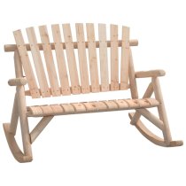 Grace Solid Wood Garden Rocking 2 Seater Bench In Light Brown