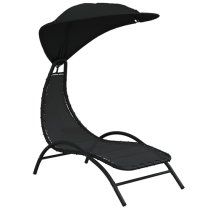 Ediva Steel Sun Lounger With Black Fabric Canopy