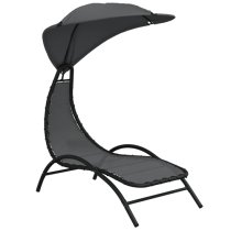 Ediva Steel Sun Lounger With Dark Grey Fabric Canopy