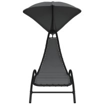 Ediva Steel Sun Lounger With Dark Grey Fabric Canopy