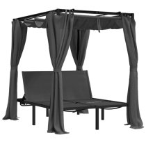 Fiona Steel Double Sun Lounger With Curtains In Anthracite