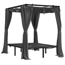 Fiona Steel Double Sun Lounger With Curtains In Anthracite