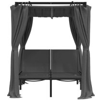 Fiona Steel Double Sun Lounger With Curtains In Anthracite