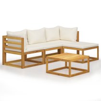 Basile Solid Wood 5 Piece Garden Lounge Set With Cream Cushions