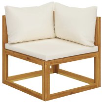 Basile Solid Wood 5 Piece Garden Lounge Set With Cream Cushions