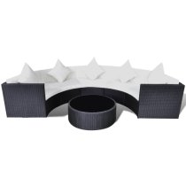 Pixie Rattan 6 Piece Garden Lounge Set with Cushions In Black