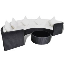 Pixie Rattan 6 Piece Garden Lounge Set with Cushions In Black