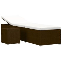 Jack Rattan Sun Lounger With Cushion And Tea Table In Brown