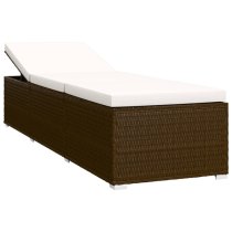 Jack Rattan Sun Lounger With Cushion And Tea Table In Brown