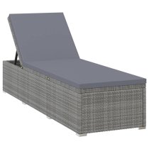 Jack Rattan Sun Lounger With Cushion And Tea Table In Grey