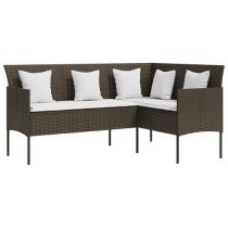 Nadra Rattan 5 Piece L-Shaped Couch Set With Cushions In Brown