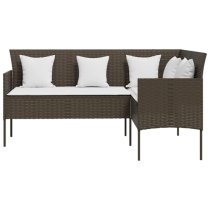 Nadra Rattan 5 Piece L-Shaped Couch Set With Cushions In Brown