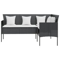 Nadra Rattan 5 Piece L-Shaped Couch Set With Cushions In Black