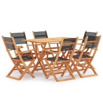 Ilkley Solid Eucalyptus Wood 7 Piece Outdoor Dining Set In Black