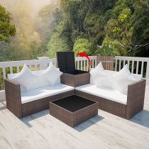 Neath Rattan 4 Piece Garden Lounge Set With Cushions In Brown