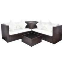 Neath Rattan 4 Piece Garden Lounge Set With Cushions In Brown