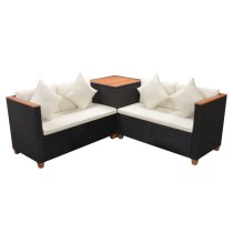 Loxton Rattan 4 Piece Garden Lounge Set With Cushions Black