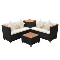 Loxton Rattan 4 Piece Garden Lounge Set With Cushions Black