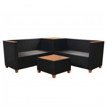 Loxton Rattan 4 Piece Garden Lounge Set With Cushions Black