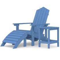 Troy Garden HDPE Armchair With Footstool And Table In Aqua Blue