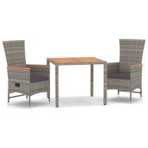 Indio Poly Rattan 3 Piece Garden Dining Set In Grey