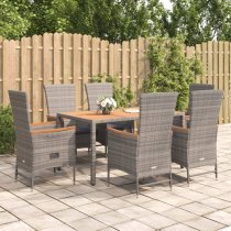 Indio Poly Rattan 7 Piece Garden Dining Set In Grey