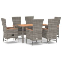 Indio Poly Rattan 7 Piece Garden Dining Set In Grey