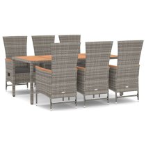 Indio Poly Rattan 7 Piece Garden Dining Set Large In Grey