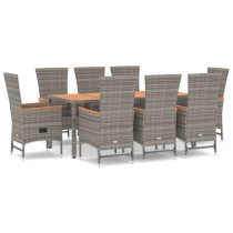 Indio Poly Rattan 9 Piece Garden Dining Set In Grey