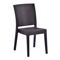 Mili Polypropylene Side Chair In Brown Rattan Effect