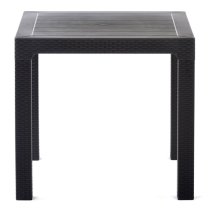 Mili Polypropylene Dining Table Square In Anthracite Rattan Effect