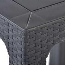 Mili Polypropylene Dining Table Square In Anthracite Rattan Effect