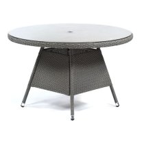 Onyx Round Dining Table And 4 High Back Armchairs In Grey