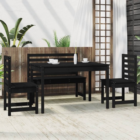 Bangor Solid Wood Pine 4 Piece Garden Dining Set In Black