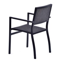 Oderico Outdoor Armchair In Black With Grey Rattan