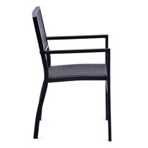 Oderico Outdoor Armchair In Black With Grey Rattan