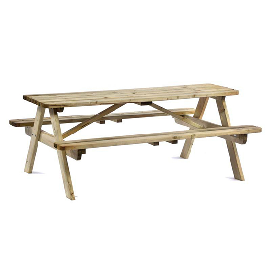 Tallis Timber 8 Seater Picnic Bench In Green Pine