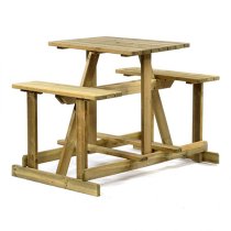 Gerik Timber Walk-In Bar Table With Benches Green Pine