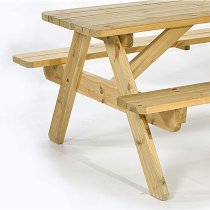 Jairo Wooden Picnic Table With 6 Seater Benches In Green Pine