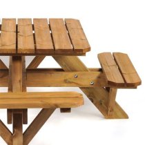 Abene Scandinavian Pine Picnic Table Square With Benches