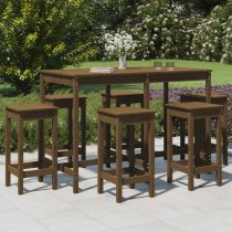 Bangor Solid Wood Pine 7 Piece Garden Bar Set In Honey Brown