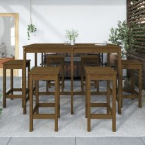 Bangor Solid Wood Pine 7 Piece Garden Bar Set In Honey Brown