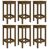 Bangor Solid Wood Pine 7 Piece Garden Bar Set In Honey Brown