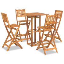 Burke Solid Wood Acacia 5 Piece Outdoor Bar Set In Natural