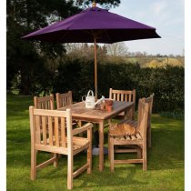 Willow Teak Dining Table With 4 Side Chairs And 2 Armchairs