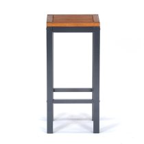 Dylan Hardwood High Bar Stool In Brown With Metal Frame