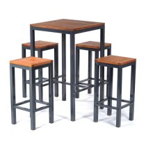 Dylan Hardwood High Bar Stool In Brown With Metal Frame