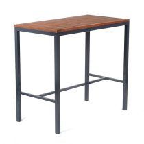 Dylan Hardwood Bar Table Rectangular In Brown With Metal Frame